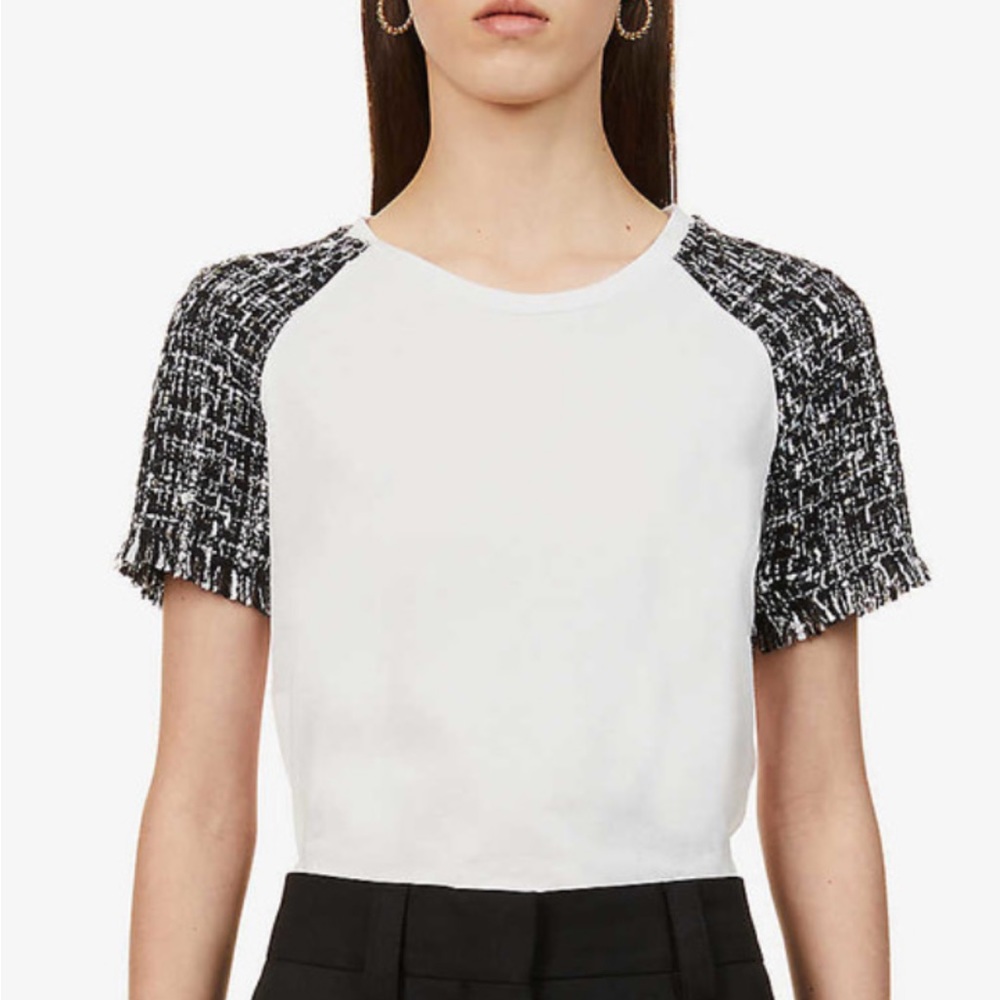 MAJE Tweed detail t-shirt